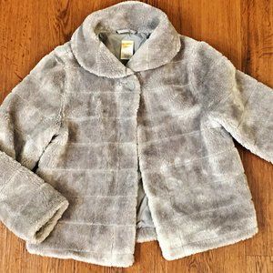 Girl's GYMBOREE Grey Fur Coat Size 5-6 Winter Fur Coat